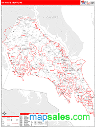 St. Mary's County, MD Zip Code Wall Map