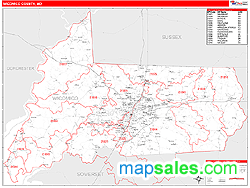 Wicomico County, MD Zip Code Wall Map