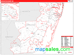 Worcester County, MD Zip Code Wall Map