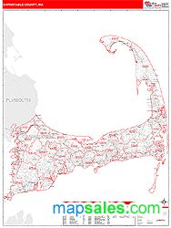 Barnstable County, MA Zip Code Wall Map