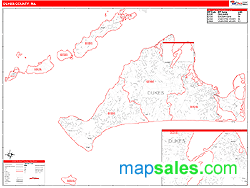 Dukes County, MA Zip Code Wall Map