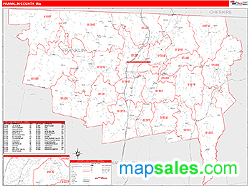 Franklin County, MA Zip Code Wall Map