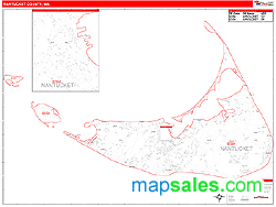 Nantucket County, MA Zip Code Wall Map