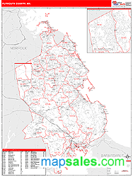 Plymouth County, MA Zip Code Wall Map