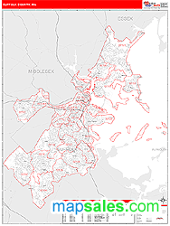 Suffolk County, MA Zip Code Wall Map