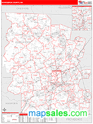 Worcester County, MA Zip Code Wall Map