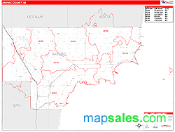 Arenac County, MI Zip Code Wall Map