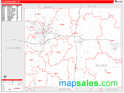 Calhoun County, MI Zip Code Wall Map