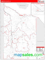 Cheboygan County, MI Zip Code Wall Map