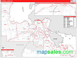 Chippewa County, MI Zip Code Wall Map