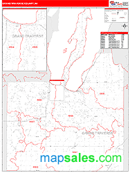 Grand Traverse County, MI Zip Code Wall Map