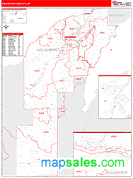 Houghton County, MI Zip Code Wall Map