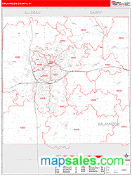 Kalamazoo County, MI Zip Code Wall Map