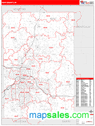 Kent County, MI Zip Code Wall Map