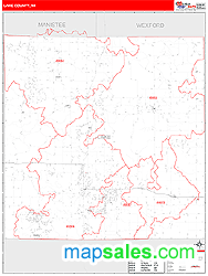 Lake County, MI Zip Code Wall Map