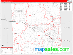 Livingston County, MI Zip Code Wall Map