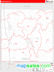 Mecosta County, MI Zip Code Wall Map