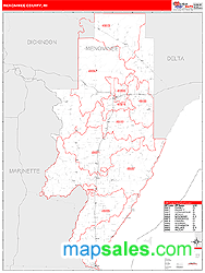 Menominee County, MI Zip Code Wall Map