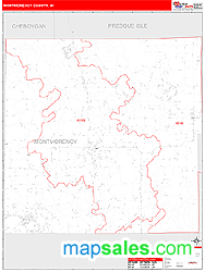 Montmorency County, MI Zip Code Wall Map