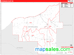 Ontonagon County, MI Zip Code Wall Map