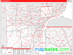 Wayne County, MI Zip Code Wall Map