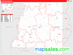 Le Sueur County, MN Zip Code Wall Map