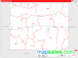 Martin County, MN Zip Code Wall Map