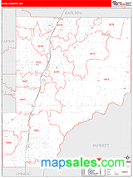 Pine County, MN Zip Code Wall Map