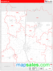Rice County, MN Zip Code Wall Map