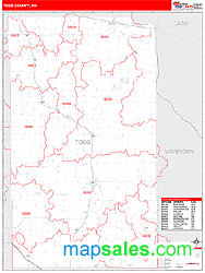 Todd County, MN Zip Code Wall Map