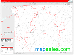 Amite County, MS Zip Code Wall Map