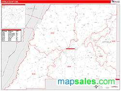 Attala County, MS Zip Code Wall Map