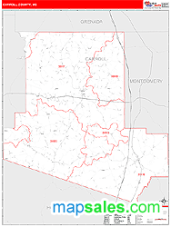 Carroll County, MS Zip Code Wall Map