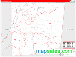 Clarke County, MS Wall Map