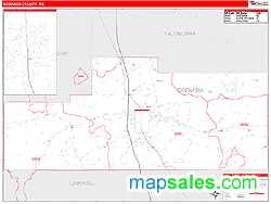 Grenada County, MS Zip Code Wall Map