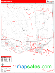 Jackson County, MS Zip Code Wall Map