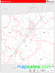 Jones County, MS Zip Code Wall Map