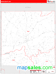 Leake County, MS Zip Code Wall Map