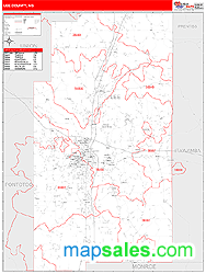 Lee County, MS Zip Code Wall Map