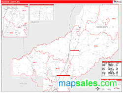 Madison County, MS Zip Code Wall Map