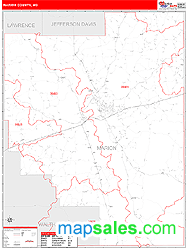 Marion County, MS Zip Code Wall Map