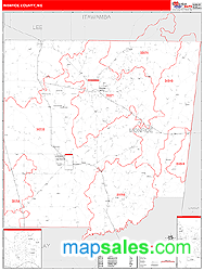Monroe County, MS Zip Code Wall Map