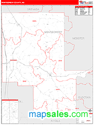 Montgomery County, MS Zip Code Wall Map