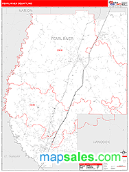 Pearl River County, MS Zip Code Wall Map