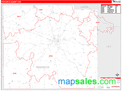 Pontotoc County, MS Zip Code Wall Map