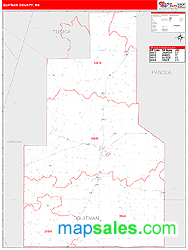 Quitman County, MS Zip Code Wall Map