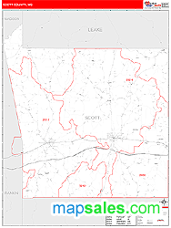 Scott County, MS Zip Code Wall Map