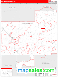 Tallahatchie County, MS Zip Code Wall Map