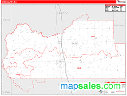 Tate County, MS Zip Code Wall Map