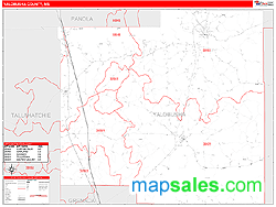 Yalobusha County, MS Zip Code Wall Map
